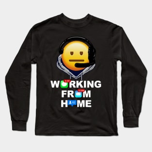 Working From Home Emoji Social Worker Lover Gift Long Sleeve T-Shirt